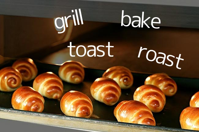 料理で焼くときに使う「bake」「grill」「roast」「toast」の違いって?