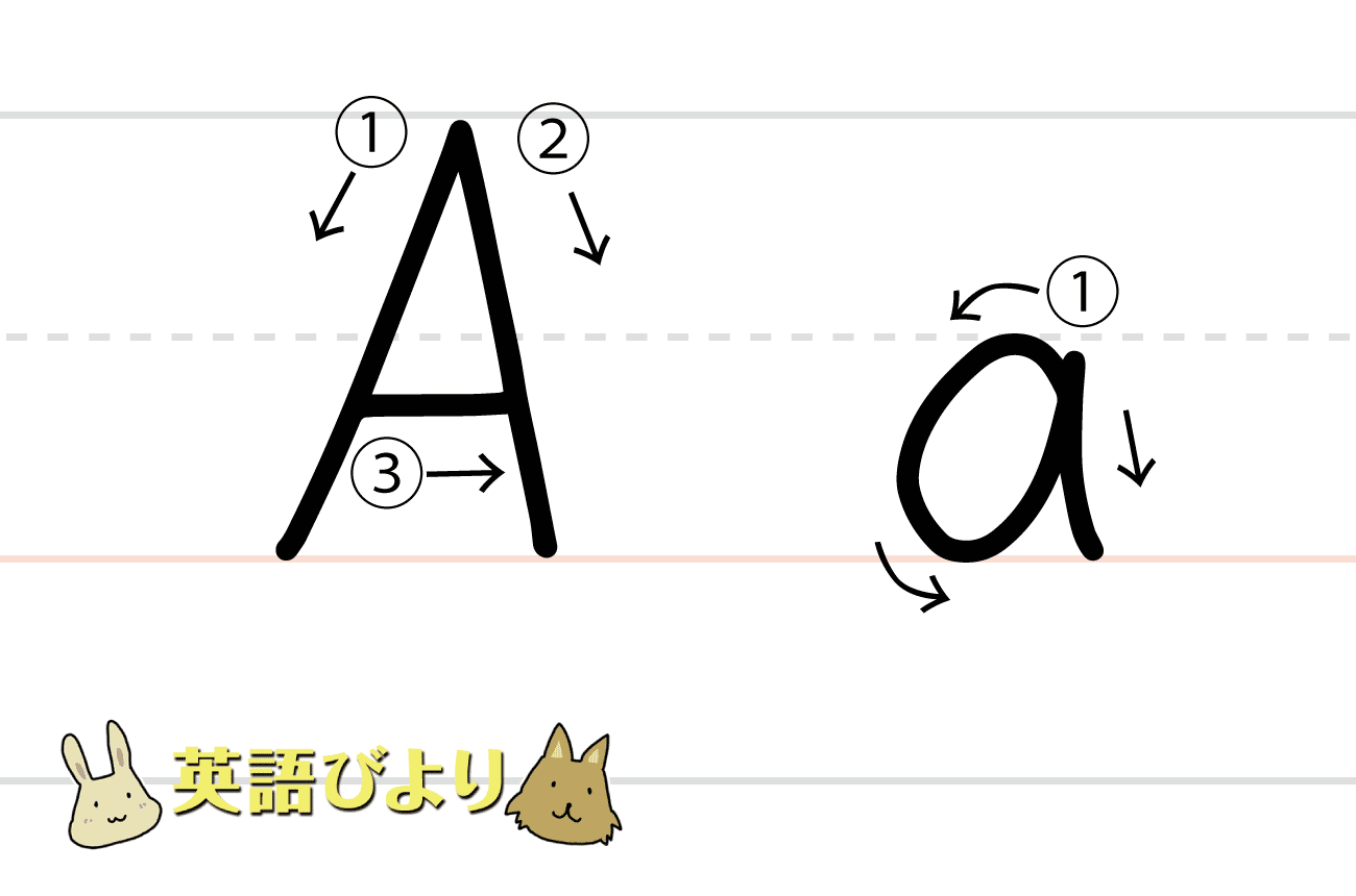 学校で習う「 A（ a ）」の書き方