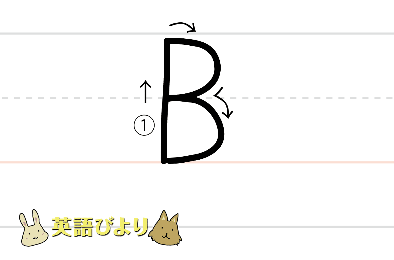 「 B 」を1画で書く例