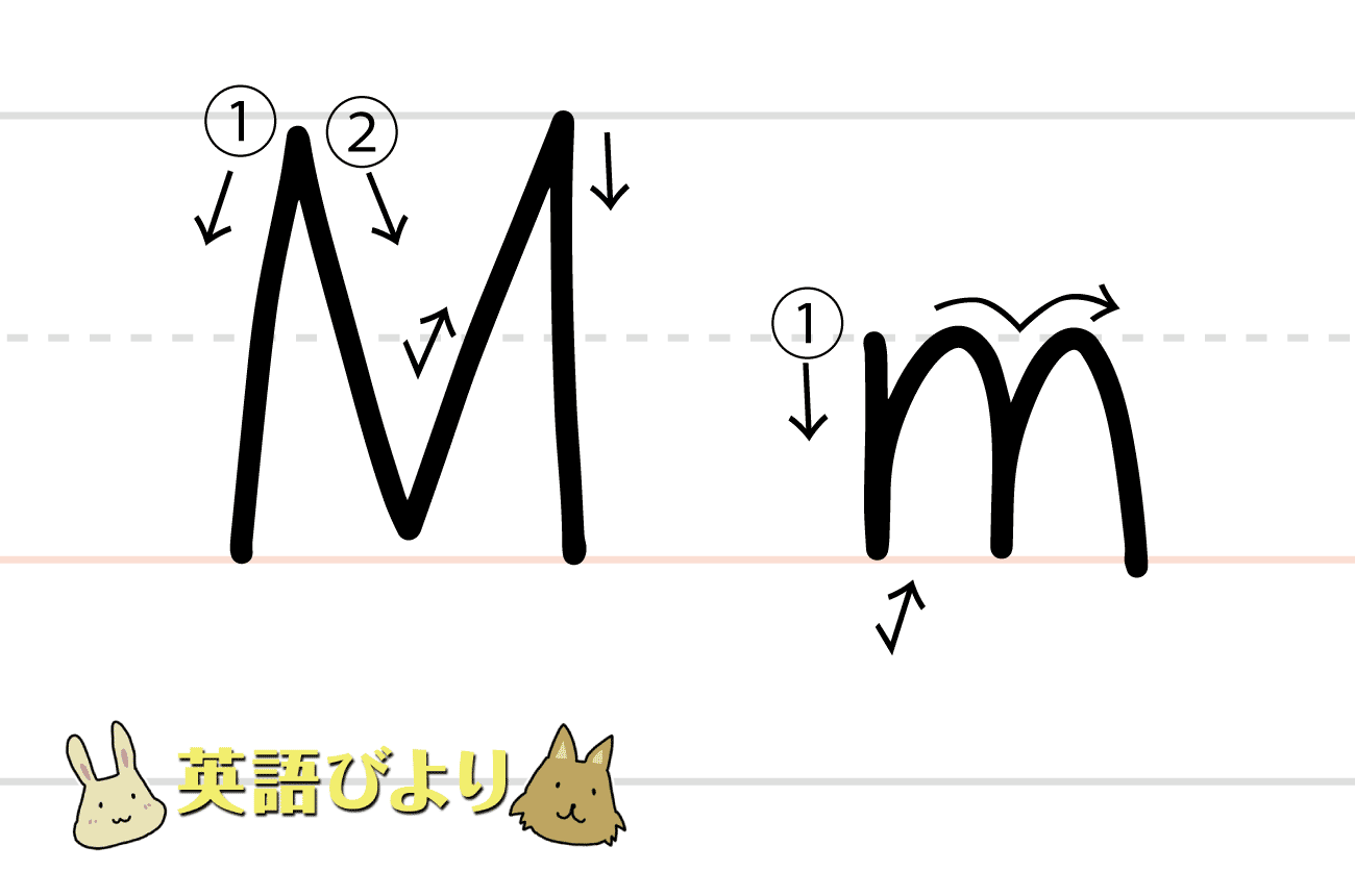 大文字の「 M 」を2画で書く