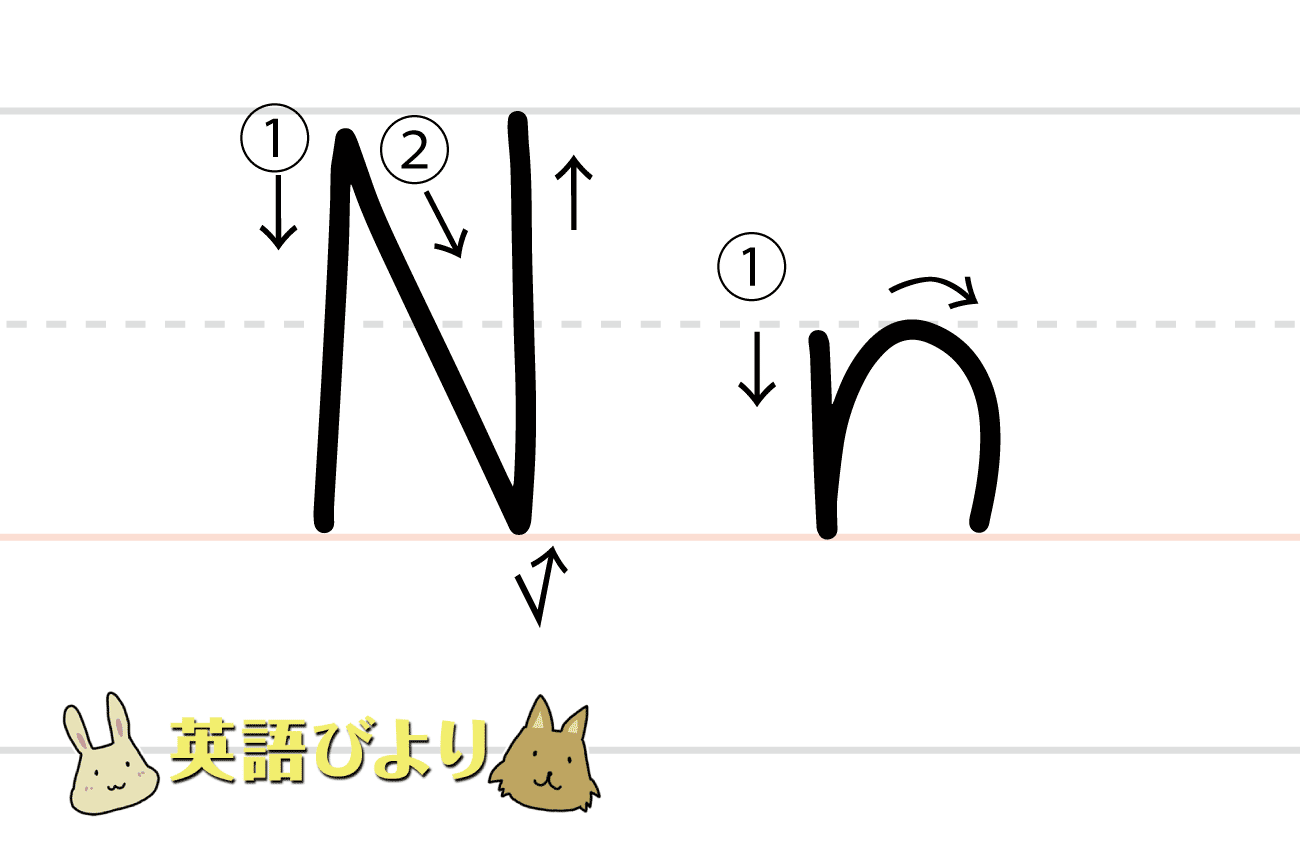 2画で「 N 」を書く